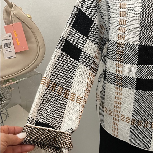 Plaid Turtleneck Sweater - Black and White - Picture 3 of 9